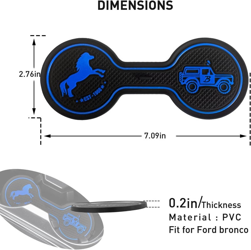LSAUTO Car Cup Holder Coaster Compatible with Ford Bronco Offroad 2021-2025, Silicone Car Decorative Water Coaser, Bronco Car Accessories (Blue) - Image 4